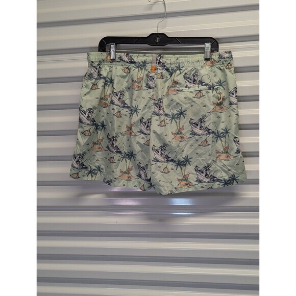 Ambsn Size XL Green with Summer Beachy Print Pull On Board Swim Shorts - Picture 6 of 10
